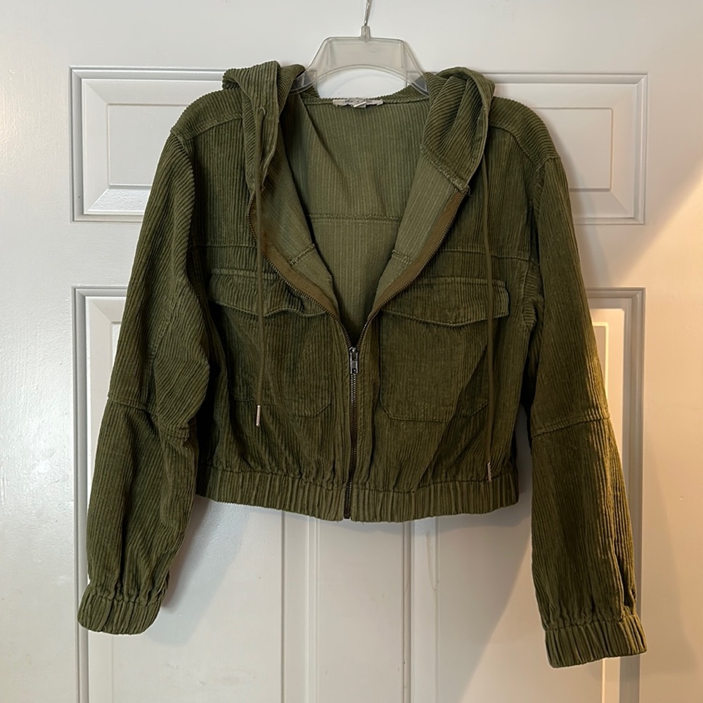 Cropped green corduroy jacket